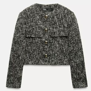 Zara TEXTURED SHORT BLAZER Size XL